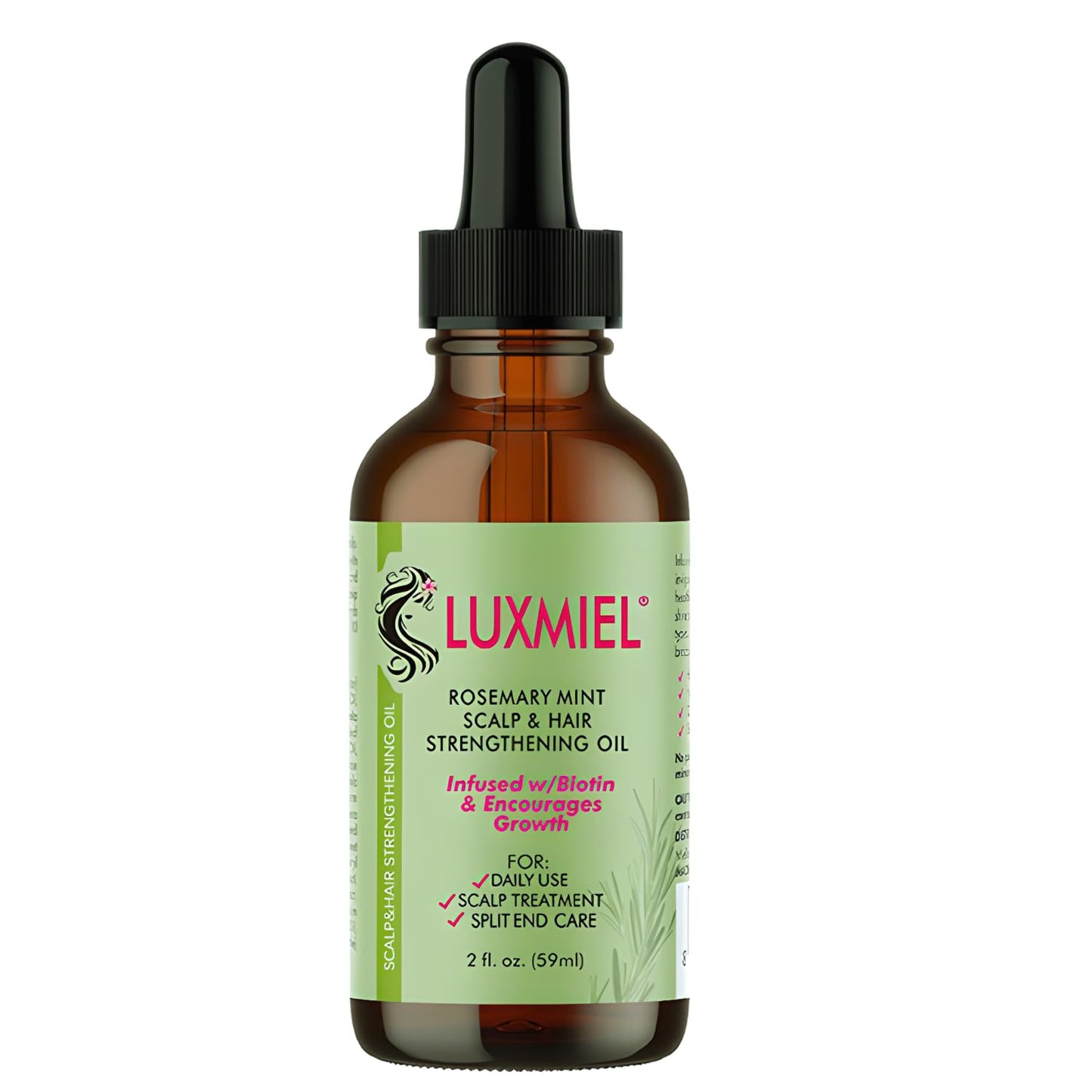 Luxmiel Rosemary Oil for Hair Growth – 100% Organic | Biotin & Mint for Edges, Hairline, & Thickness